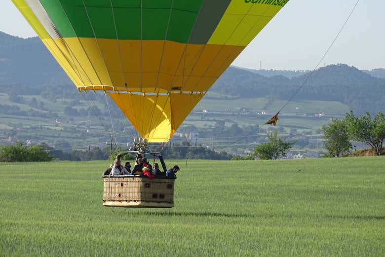 O balão começando a subir