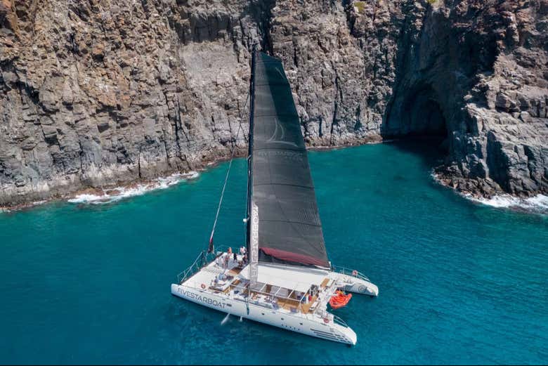 El catamarán en la costa de Las Galletas