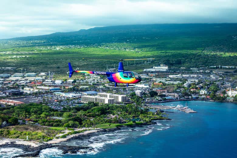 Fly over the brilliant Kona coastline