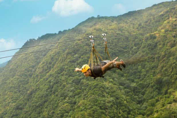 Flying down the zip wire