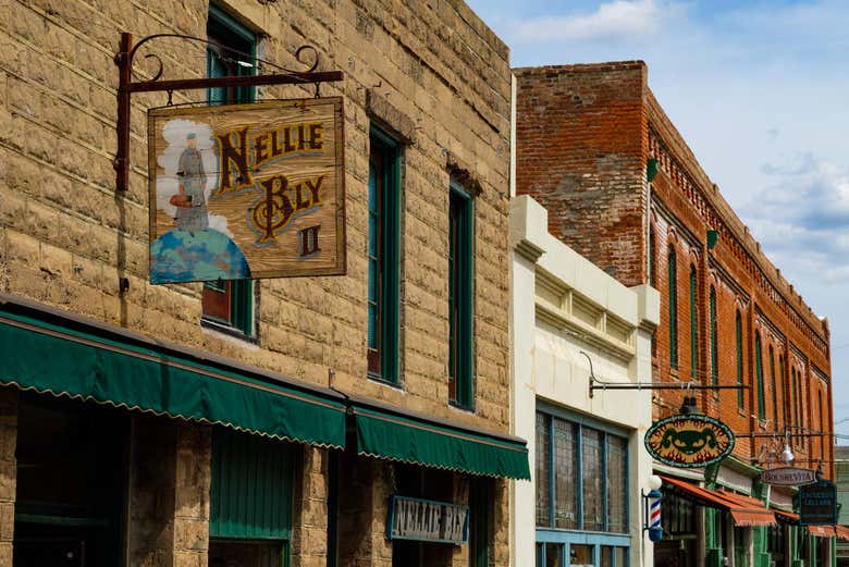 A typical old street with local shops in Jerome