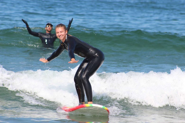 Surfing on Santa Monica Beach