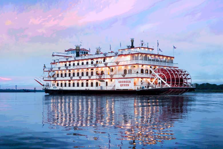 We'll cruise along the Savannah River in a steamboat