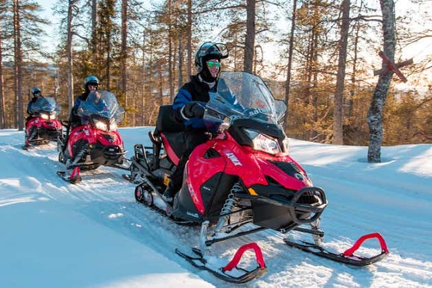 Enjoying the snowmobile ride