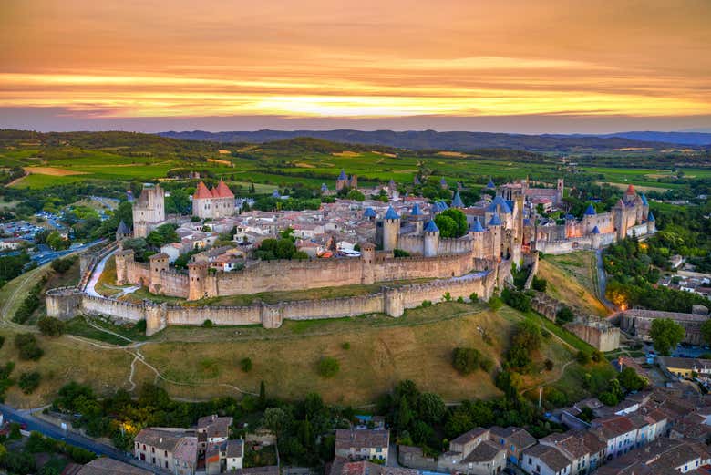 Ciudadela de Carcasona al caer la tarde