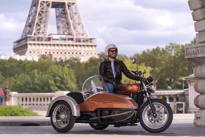 Ride past the Eiffel Tower in a vintage sidecar