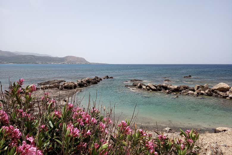 Belas vistas panorâmicas da praia Falasarna