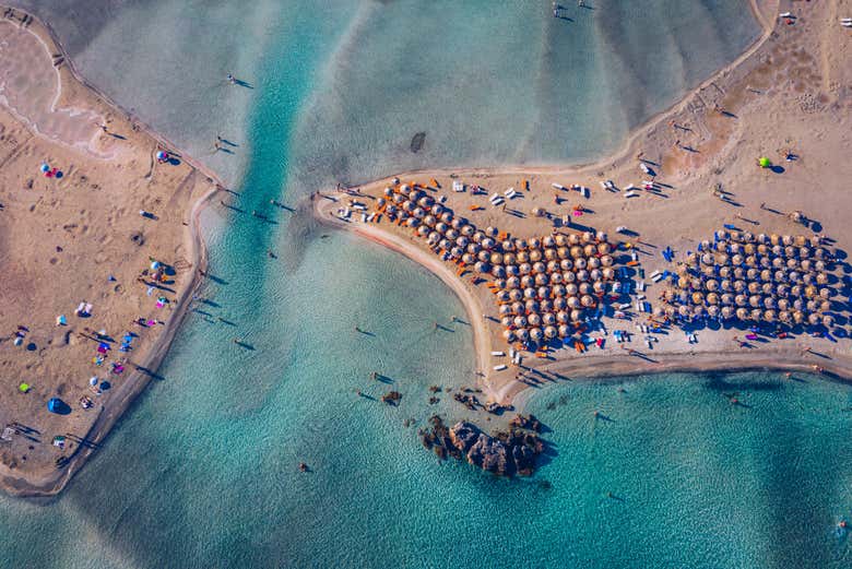 Vista aérea de la playa Elafonisi