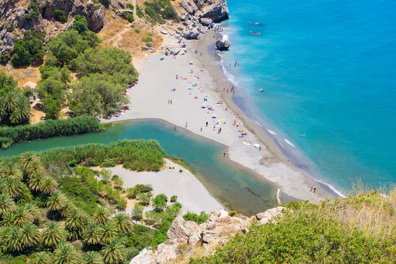 Vista aérea de la playa Preveli