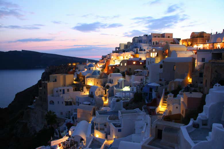 Vistas de Santorini do restaurante