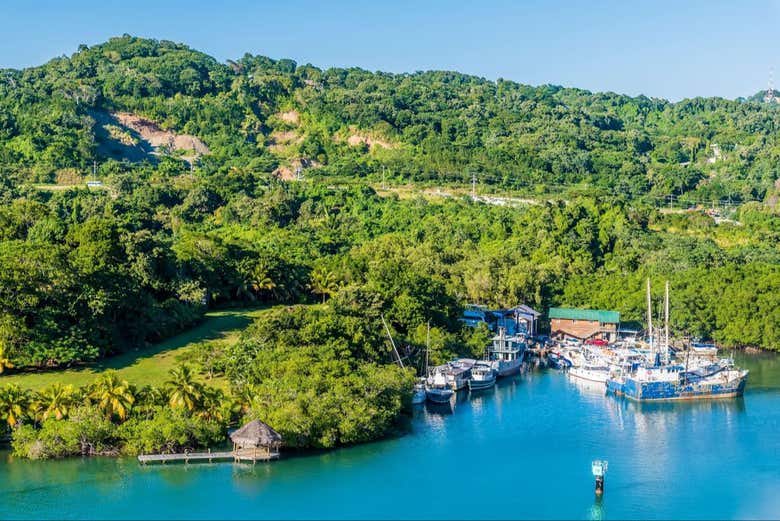 Panorámica del puerto en Roatán