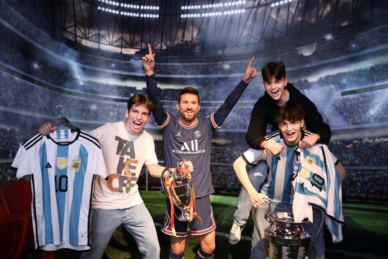 Celebrando la copa con Messi