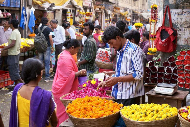 Calle de las flores, en Bombay