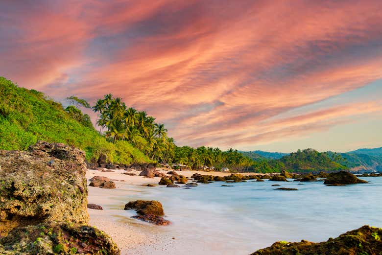 Sunset along the coast of Varkala