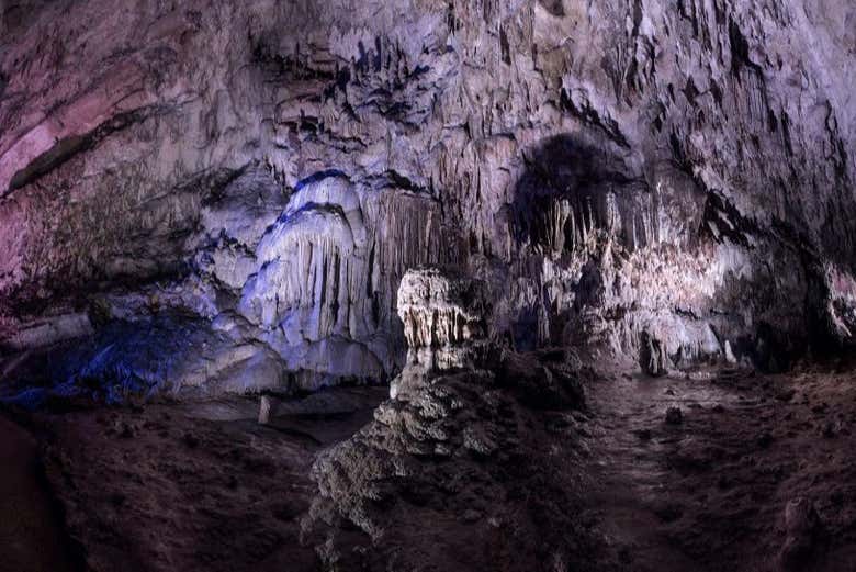 Geological formations in the Pertosa Caves