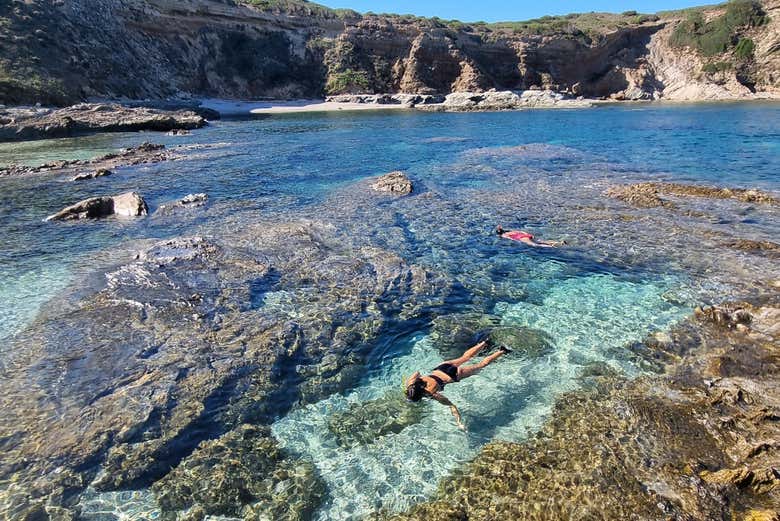 Haciendo snorkel en aguas cristalinas