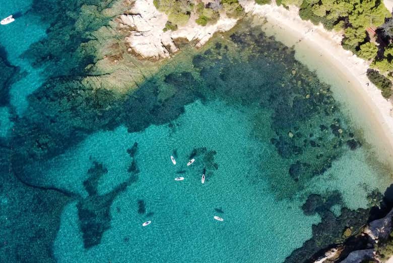 An aerial view of Cala Moresca