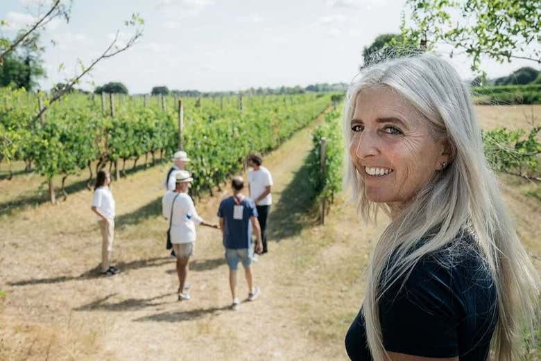 Visiting the estate's vineyards with Giovanna