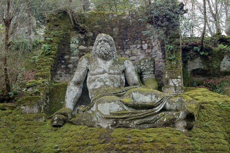 Sculptures of gods in the Sacred Forest