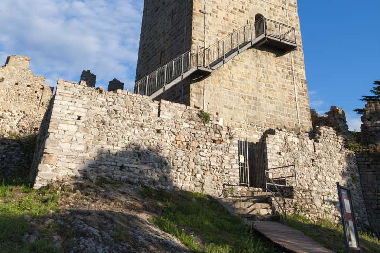 Heading inside Baradello Castle