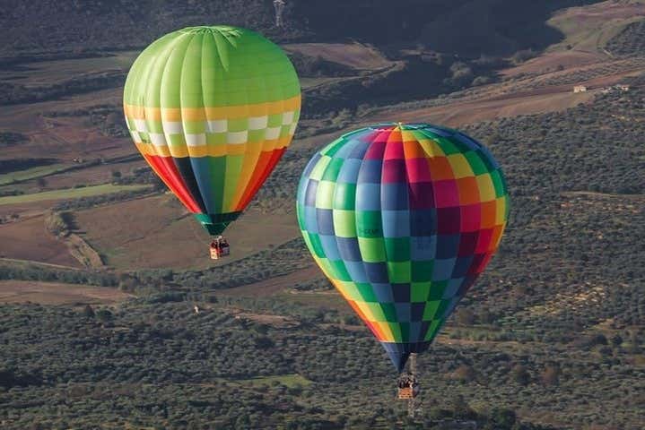 Enjoying the balloon ride over Matera