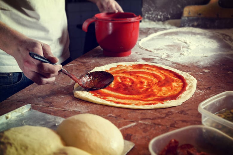 Making traditional pizza