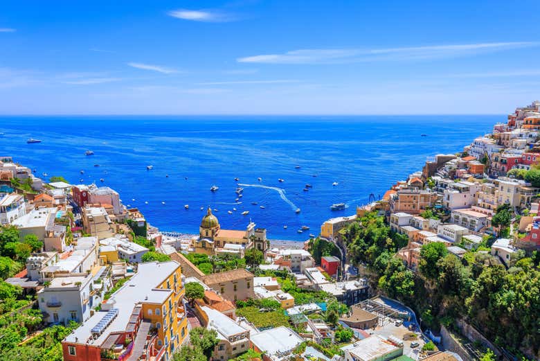 Vistas desde Positano hacia el mar