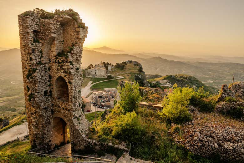 One of the towers of the ancient walls of Caltabellotta