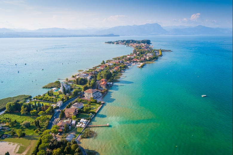Aerial view of the Sirmione peninsula