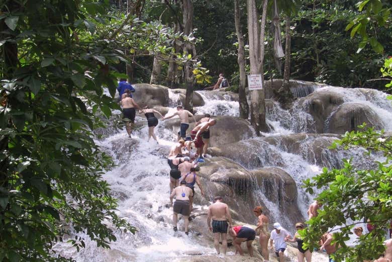 Climbing the waterfall