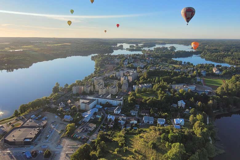 Flying over Trakai Lake