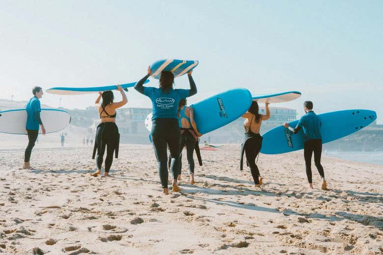 En la preparación para el curso de surf