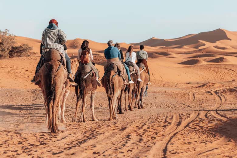 De paseo en camello por el desierto de Merzouga