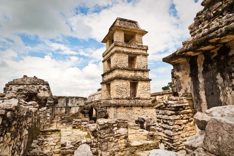 A tower in the archaeological site of Palenque