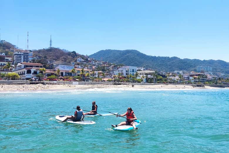 Having fun on the paddle boards!