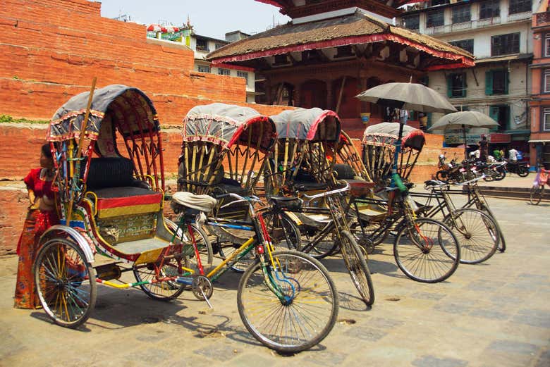 Typical rickshaws in Kathmandu