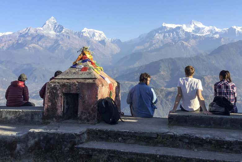 Admiring the Himalayas from Sarangkot viewpoint