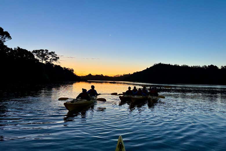 Remando en los kayaks