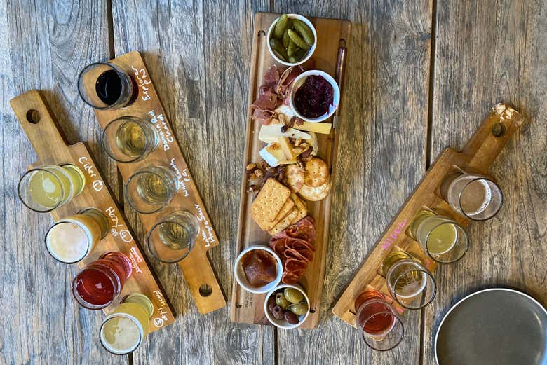 Wine and beer tasting with appetizers