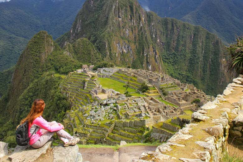 Admiring the ruins of Machu Picchu