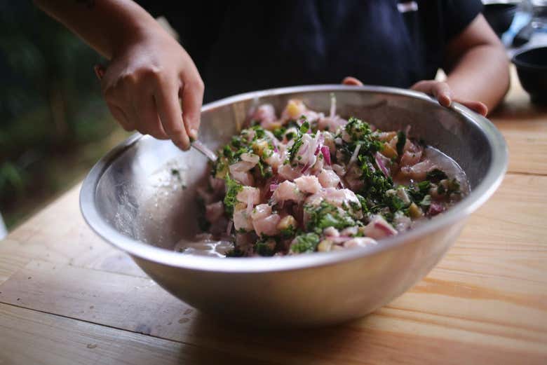 En preparacion del ceviche