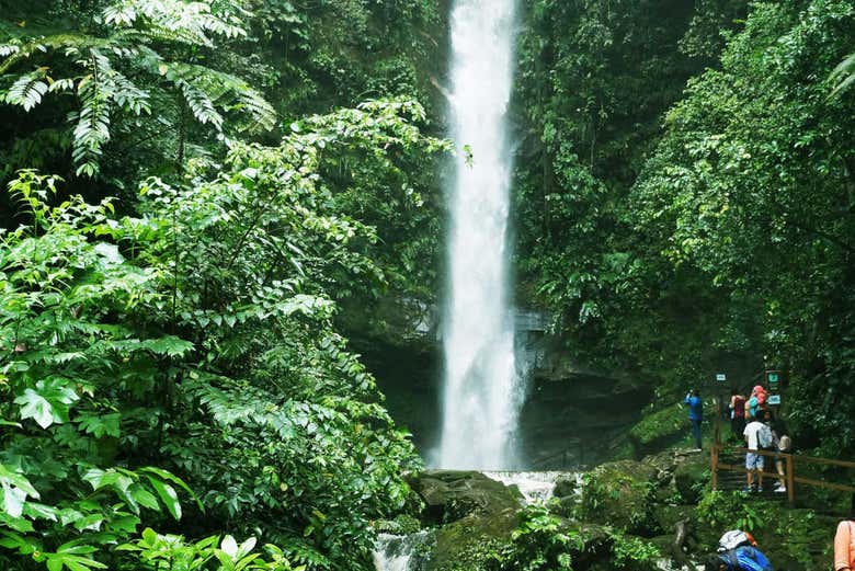 Cascading water at the Ahuashiyacu Waterfall in Tarapoto