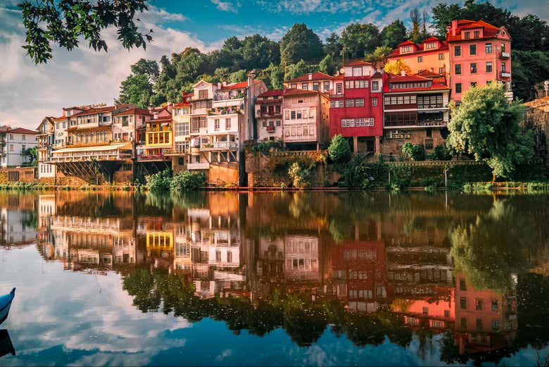 Panorama of the colourful houses in Amarante