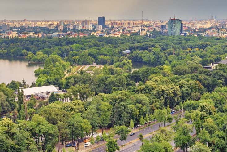 Vue aérienne sur le parc Herastrau