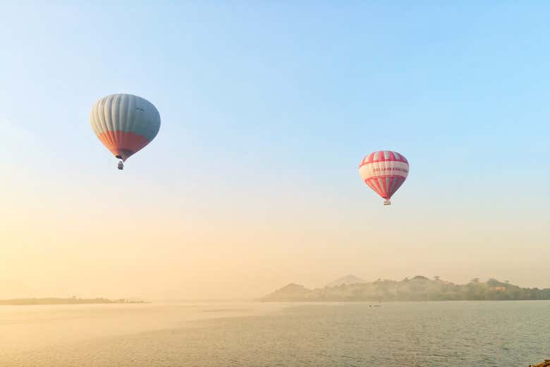 Flying over the lake