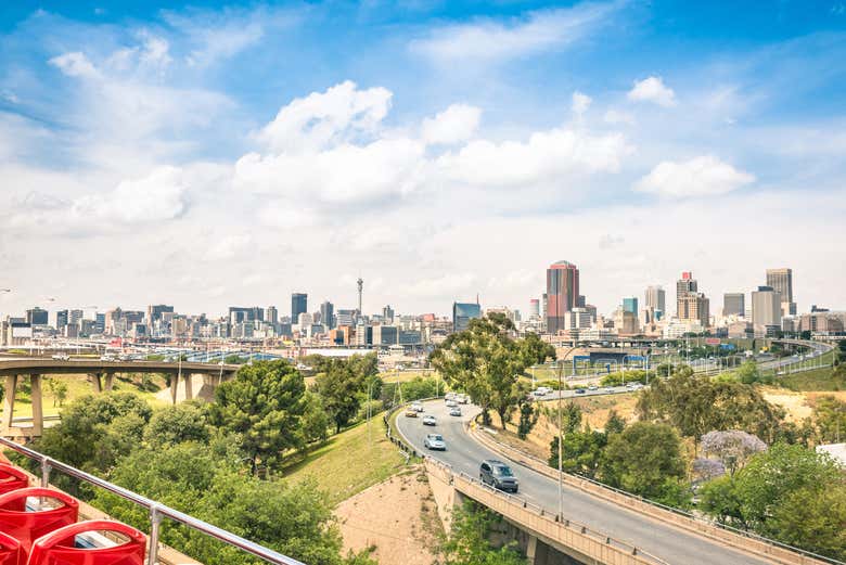 Panorámica de Johannesburgo desde al autobús