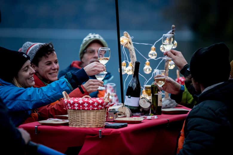 Enjoy a glass of wine as you float