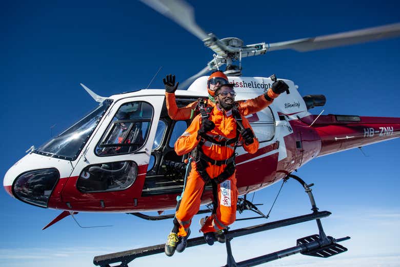 Jumping out of a helicopter over Interlaken