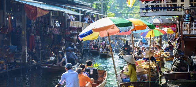 Excursión al mercado flotante de Bangkok y al mercado sobre la vía