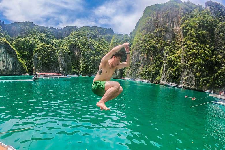 Going for a dip in the sea